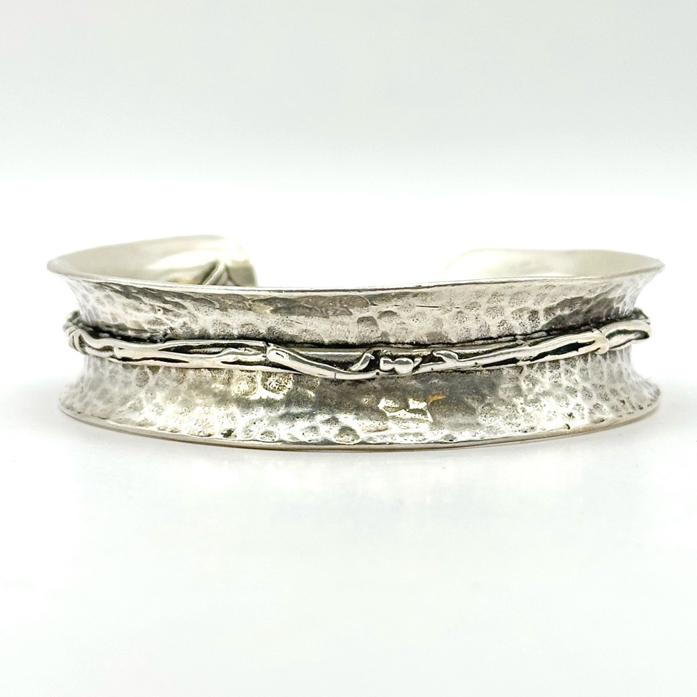 Silpada Retired B1684 Sterling Silver Hammered Barbed Wire Cuff Bracelet